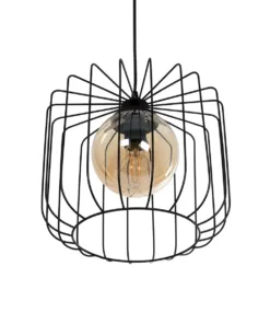 GLOBOSTAR® FLAMIA 201-0099 Vintage Κρεμαστό Φωτιστικό Οροφής με Ντουί 1 x E27 AC 220-240V IP20 - Μαύρο & Μελί - Μ31 x Π31 x Υ29cm 14 201 0099 5