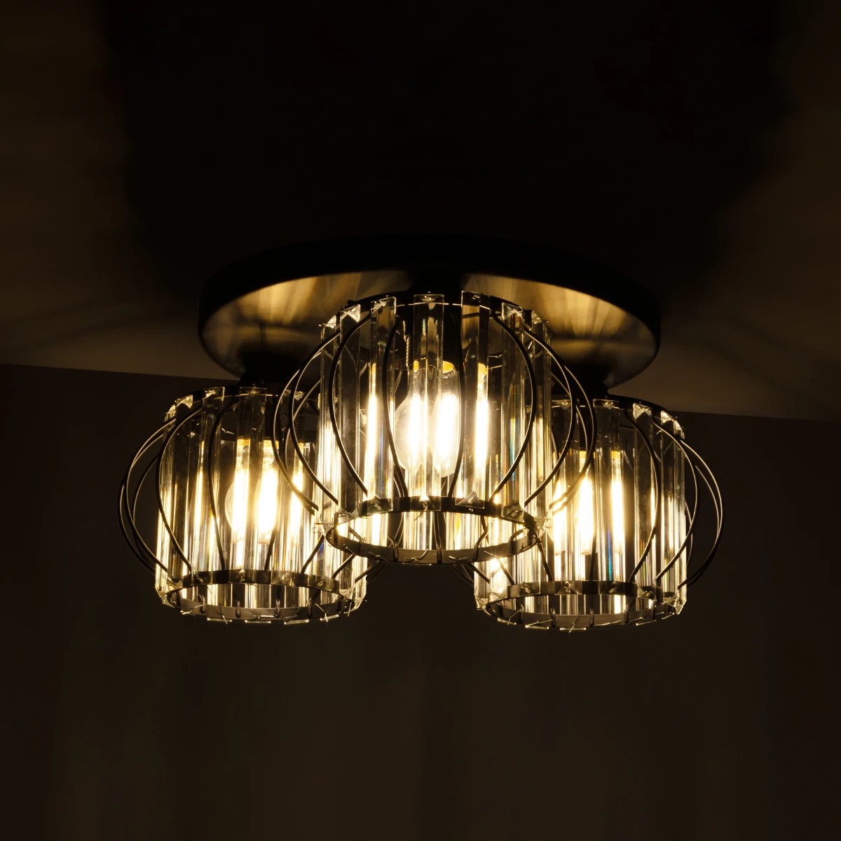 GloboStar® ILLUME 201-0100 Vintage Φωτιστικό Οροφής Κρύσταλλα Τρίφωτο 3 x E27 IP20 Μαύρο & Χρυσό Μέταλλο με Διάφανο Κρύσταλλο - Μ50 x Π50 x Υ19cm 3 GloboStar® ILLUME 201-0100 Vintage Φωτιστικό Οροφής Κρύσταλλα Τρίφωτο 3 x E27 IP20 Μαύρο & Χρυσό Μέταλλο με Διάφανο Κρύσταλλο - Μ50 x Π50 x Υ19cm - Image 2