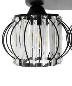 GloboStar® ILLUME 201-0100 Vintage Φωτιστικό Οροφής Κρύσταλλα Τρίφωτο 3 x E27 IP20 Μαύρο & Χρυσό Μέταλλο με Διάφανο Κρύσταλλο - Μ50 x Π50 x Υ19cm 13 201 0100 5