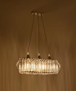 Alternative view of GLOBOSTAR® RAZIA 201-0101 Vintage Κρεμαστό Φωτιστικό Οροφής με Ντουί 3 x E27 AC 220-240V IP20 - Ασημί & Διάφανο - Μ60 x Π30 x Υ25cm