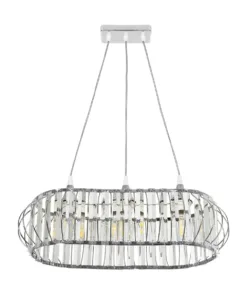 GLOBOSTAR® RAZIA 201-0101 Vintage Κρεμαστό Φωτιστικό Οροφής με Ντουί 3 x E27 AC 220-240V IP20 - Ασημί & Διάφανο - Μ60 x Π30 x Υ25cm 13 201 0101 4