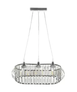 GLOBOSTAR® RAZIA 201-0101 Vintage Κρεμαστό Φωτιστικό Οροφής με Ντουί 3 x E27 AC 220-240V IP20 - Ασημί & Διάφανο - Μ60 x Π30 x Υ25cm 14 201 0101 5