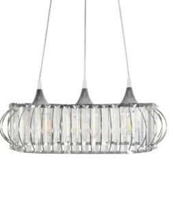 GLOBOSTAR® RAZIA 201-0101 Vintage Κρεμαστό Φωτιστικό Οροφής με Ντουί 3 x E27 AC 220-240V IP20 - Ασημί & Διάφανο - Μ60 x Π30 x Υ25cm 15 201 0101 6