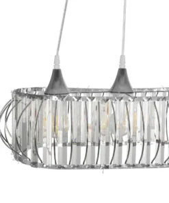 GLOBOSTAR® RAZIA 201-0101 Vintage Κρεμαστό Φωτιστικό Οροφής με Ντουί 3 x E27 AC 220-240V IP20 - Ασημί & Διάφανο - Μ60 x Π30 x Υ25cm 16 201 0101 7