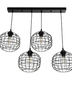 GLOBOSTAR® PULSAR 201-0103 Vintage Κρεμαστό Φωτιστικό Οροφής με Ντουί 4 x E27 AC 220-240V IP20 - Μαύρο - Μ80 x Π22 x Υ46cm 12 201 0103 4