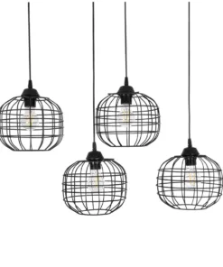 GLOBOSTAR® PULSAR 201-0103 Vintage Κρεμαστό Φωτιστικό Οροφής με Ντουί 4 x E27 AC 220-240V IP20 - Μαύρο - Μ80 x Π22 x Υ46cm 13 201 0103 5