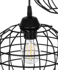 GLOBOSTAR® PULSAR 201-0103 Vintage Κρεμαστό Φωτιστικό Οροφής με Ντουί 4 x E27 AC 220-240V IP20 - Μαύρο - Μ80 x Π22 x Υ46cm 14 201 0103 6