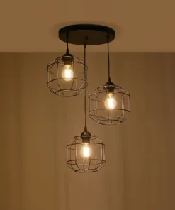 GLOBOSTAR® RAYNO 201-0108 Vintage Κρεμαστό Φωτιστικό Οροφής με Ντουί 3 x E27 AC 220-240V IP20 - Μαύρο - Μ42 x Π42 x Υ60cm 10 201 0108 2