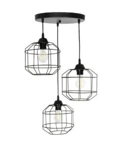 GLOBOSTAR® RAYNO 201-0108 Vintage Κρεμαστό Φωτιστικό Οροφής με Ντουί 3 x E27 AC 220-240V IP20 - Μαύρο - Μ42 x Π42 x Υ60cm 11 201 0108 3