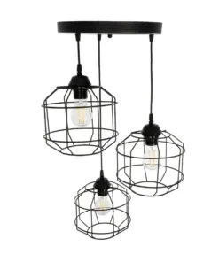 GLOBOSTAR® RAYNO 201-0108 Vintage Κρεμαστό Φωτιστικό Οροφής με Ντουί 3 x E27 AC 220-240V IP20 - Μαύρο - Μ42 x Π42 x Υ60cm 13 201 0108 5