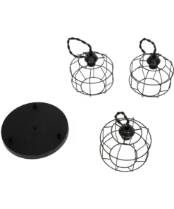 GLOBOSTAR® RAYNO 201-0108 Vintage Κρεμαστό Φωτιστικό Οροφής με Ντουί 3 x E27 AC 220-240V IP20 - Μαύρο - Μ42 x Π42 x Υ60cm 16 201 0108 8