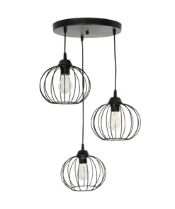 GLOBOSTAR® FLAMIA 201-0109 Vintage Κρεμαστό Φωτιστικό Οροφής με Ντουί 3 x E27 AC 220-240V IP20 - Μαύρο - Μ44 x Π44 x Υ66cm 11 201 0109 3