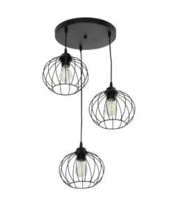 GLOBOSTAR® FLAMIA 201-0109 Vintage Κρεμαστό Φωτιστικό Οροφής με Ντουί 3 x E27 AC 220-240V IP20 - Μαύρο - Μ44 x Π44 x Υ66cm 12 201 0109 4