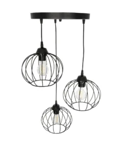 GLOBOSTAR® FLAMIA 201-0109 Vintage Κρεμαστό Φωτιστικό Οροφής με Ντουί 3 x E27 AC 220-240V IP20 - Μαύρο - Μ44 x Π44 x Υ66cm 13 201 0109 5