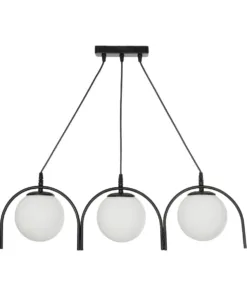 GLOBOSTAR® FLASHO 201-0111 Vintage Κρεμαστό Φωτιστικό Οροφής με Ντουί 3 x E27 AC 220-240V IP20 - Μαύρο & Λευκό - Μ73 x Π15 x Υ23cm 11 201 0111 4