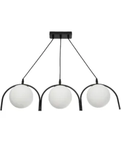 GLOBOSTAR® FLASHO 201-0111 Vintage Κρεμαστό Φωτιστικό Οροφής με Ντουί 3 x E27 AC 220-240V IP20 - Μαύρο & Λευκό - Μ73 x Π15 x Υ23cm 12 201 0111 5