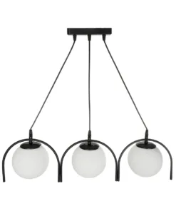 GLOBOSTAR® FLASHO 201-0111 Vintage Κρεμαστό Φωτιστικό Οροφής με Ντουί 3 x E27 AC 220-240V IP20 - Μαύρο & Λευκό - Μ73 x Π15 x Υ23cm 13 201 0111 6