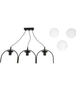 GLOBOSTAR® FLASHO 201-0111 Vintage Κρεμαστό Φωτιστικό Οροφής με Ντουί 3 x E27 AC 220-240V IP20 - Μαύρο & Λευκό - Μ73 x Π15 x Υ23cm 16 201 0111 9