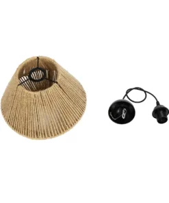 GLOBOSTAR® GLARO 201-0112 Vintage Κρεμαστό Φωτιστικό Οροφής με Ντουί 1 x E27 AC 220-240V IP20 - Μπεζ & Μαύρο - Μ32 x Π32 x Υ30cm 20 201 0112 10