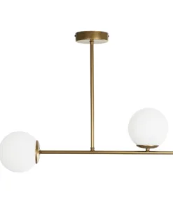 GLOBOSTAR® GLOBUS 201-0119 Μοντέρνο Φωτιστικό Οροφής με Ντουί 2 x E27 AC 220-240V IP20 - Χρυσό & Λευκό - Μ65 x Π15 x Υ623cm 12 201 0119 3