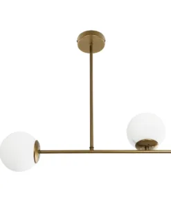 GLOBOSTAR® GLOBUS 201-0119 Μοντέρνο Φωτιστικό Οροφής με Ντουί 2 x E27 AC 220-240V IP20 - Χρυσό & Λευκό - Μ65 x Π15 x Υ623cm 13 201 0119 4