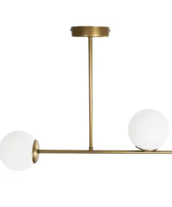 GLOBOSTAR® GLOBUS 201-0119 Μοντέρνο Φωτιστικό Οροφής με Ντουί 2 x E27 AC 220-240V IP20 - Χρυσό & Λευκό - Μ65 x Π15 x Υ623cm 14 201 0119 5