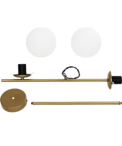 GLOBOSTAR® GLOBUS 201-0119 Μοντέρνο Φωτιστικό Οροφής με Ντουί 2 x E27 AC 220-240V IP20 - Χρυσό & Λευκό - Μ65 x Π15 x Υ623cm 18 201 0119 9