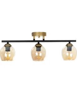 GLOBOSTAR® RADIUS 201-0122 Vintage Φωτιστικό Οροφής με Ντουί 3 x E27 AC 220-240V IP20 - Χρυσό, Μαύρο & Μελί- Μ60 x Π13 x Υ16cm 11 201 0122 3