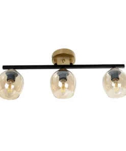 GLOBOSTAR® RADIUS 201-0122 Vintage Φωτιστικό Οροφής με Ντουί 3 x E27 AC 220-240V IP20 - Χρυσό, Μαύρο & Μελί- Μ60 x Π13 x Υ16cm 12 201 0122 4