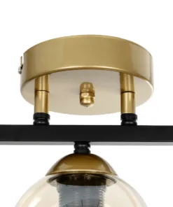GLOBOSTAR® RADIUS 201-0122 Vintage Φωτιστικό Οροφής με Ντουί 3 x E27 AC 220-240V IP20 - Χρυσό, Μαύρο & Μελί- Μ60 x Π13 x Υ16cm 15 201 0122 7