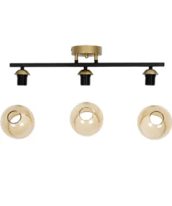 GLOBOSTAR® RADIUS 201-0122 Vintage Φωτιστικό Οροφής με Ντουί 3 x E27 AC 220-240V IP20 - Χρυσό, Μαύρο & Μελί- Μ60 x Π13 x Υ16cm 16 201 0122 8