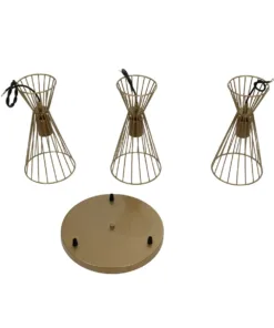 GLOBOSTAR® FLIXIO 201-0126 Vintage Κρεμαστό Φωτιστικό Οροφής με Ντουί 3 x E27 AC 220-240V IP20 - Χρυσό - Μ40 x Π40 x Υ70cm 20 201 0126 10