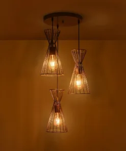 Alternative view of GLOBOSTAR® FLIXIO 201-0126 Vintage Κρεμαστό Φωτιστικό Οροφής με Ντουί 3 x E27 AC 220-240V IP20 - Χρυσό - Μ40 x Π40 x Υ70cm