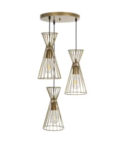 GLOBOSTAR® FLIXIO 201-0126 Vintage Κρεμαστό Φωτιστικό Οροφής με Ντουί 3 x E27 AC 220-240V IP20 - Χρυσό - Μ40 x Π40 x Υ70cm 13 201 0126 3