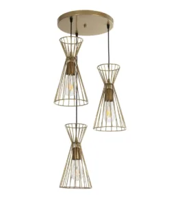 GLOBOSTAR® FLIXIO 201-0126 Vintage Κρεμαστό Φωτιστικό Οροφής με Ντουί 3 x E27 AC 220-240V IP20 - Χρυσό - Μ40 x Π40 x Υ70cm 14 201 0126 4