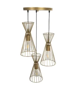 GLOBOSTAR® FLIXIO 201-0126 Vintage Κρεμαστό Φωτιστικό Οροφής με Ντουί 3 x E27 AC 220-240V IP20 - Χρυσό - Μ40 x Π40 x Υ70cm 15 201 0126 5