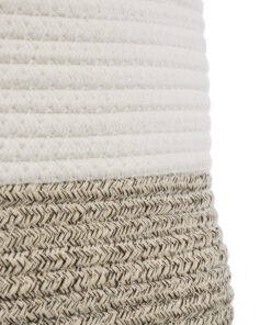 GloboStar® Artificial Garden CHALKI 20200 Διακοσμητικό Πλεκτό Καλάθι - Κασπώ Γλάστρα - Flower Pot Μπεζ Σκούρο με Λευκό Π35cm x Υ40cm 14 20200 6