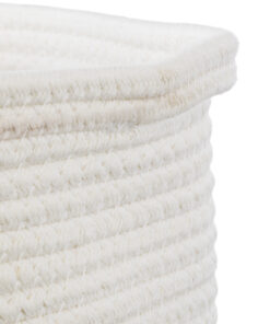 GloboStar® Artificial Garden PALAWAN 20202 Διακοσμητικό Πλεκτό Καλάθι - Κασπώ Γλάστρα - Flower Pot Μπεζ με Λευκό Π30cm x Υ30cm 13 20202 5