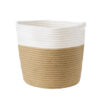 GloboStar® GloboStar® Artificial Garden PALAWAN 20203 Διακοσμητικό Πλεκτό Καλάθι - Κασπώ Γλάστρα - Flower Pot  Μπεζ με Λευκό Π25cm x Υ25cm