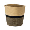 GloboStar® GloboStar® Artificial Garden HYDRA 20204 Διακοσμητικό Πλεκτό Καλάθι - Κασπώ Γλάστρα - Flower Pot  Μπεζ με Μαύρο Π35cm x Υ38cm