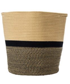 GloboStar® Artificial Garden HYDRA 20204 Διακοσμητικό Πλεκτό Καλάθι - Κασπώ Γλάστρα - Flower Pot Μπεζ με Μαύρο Π35cm x Υ38cm 12 20204 4
