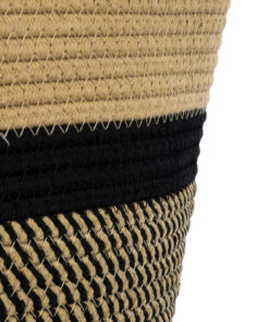 GloboStar® Artificial Garden HYDRA 20204 Διακοσμητικό Πλεκτό Καλάθι - Κασπώ Γλάστρα - Flower Pot Μπεζ με Μαύρο Π35cm x Υ38cm 14 20204 6