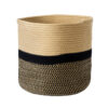 GloboStar® GloboStar® Artificial Garden HYDRA 20205 Διακοσμητικό Πλεκτό Καλάθι - Κασπώ Γλάστρα - Flower Pot  Μπεζ με Μαύρο Π30cm x Υ30cm
