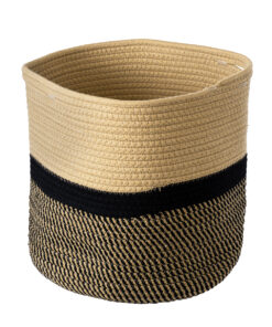 Alternative view of GloboStar® Artificial Garden HYDRA 20205 Διακοσμητικό Πλεκτό Καλάθι - Κασπώ Γλάστρα - Flower Pot  Μπεζ με Μαύρο Π30cm x Υ30cm