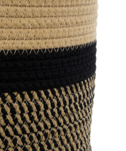 GloboStar® Artificial Garden HYDRA 20205 Διακοσμητικό Πλεκτό Καλάθι - Κασπώ Γλάστρα - Flower Pot Μπεζ με Μαύρο Π30cm x Υ30cm 14 20205 6