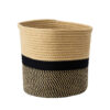 GloboStar® GloboStar® Artificial Garden HYDRA 20206 Διακοσμητικό Πλεκτό Καλάθι - Κασπώ Γλάστρα - Flower Pot  Μπεζ με Μαύρο Π25cm x Υ25cm
