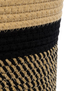 GloboStar® Artificial Garden HYDRA 20206 Διακοσμητικό Πλεκτό Καλάθι - Κασπώ Γλάστρα - Flower Pot Μπεζ με Μαύρο Π25cm x Υ25cm 14 20206 6