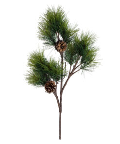 GloboStar® GloboStar® Artificial Garden PINUS MASSONIANA BRANCH 20217 Τεχνητό Διακοσμητικό Κλαδί Πεύκου με Κουκουνάρια Π30 x Υ35cm