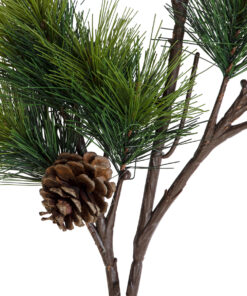 GloboStar® Artificial Garden PINUS MASSONIANA BRANCH 20217 Τεχνητό Διακοσμητικό Κλαδί Πεύκου με Κουκουνάρια Π30 x Υ35cm 9 20217 4