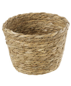 GloboStar® GloboStar® Artificial Garden SIFNOS 20266 Διακοσμητικό Πλεκτό Καλάθι - Κασπώ Γλάστρα - Flower Pot Μπεζ Φ18cm x Υ15cm